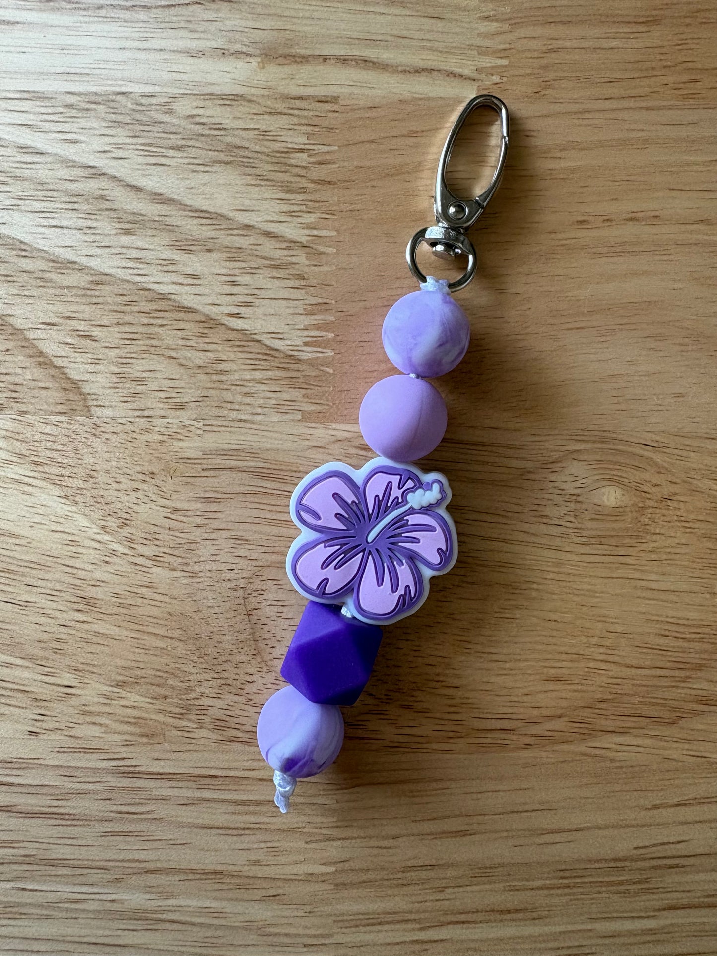 Purple Aloha Beaded Keychain