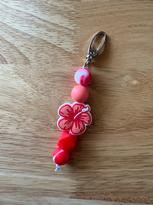Red Aloha Beaded Keychain
