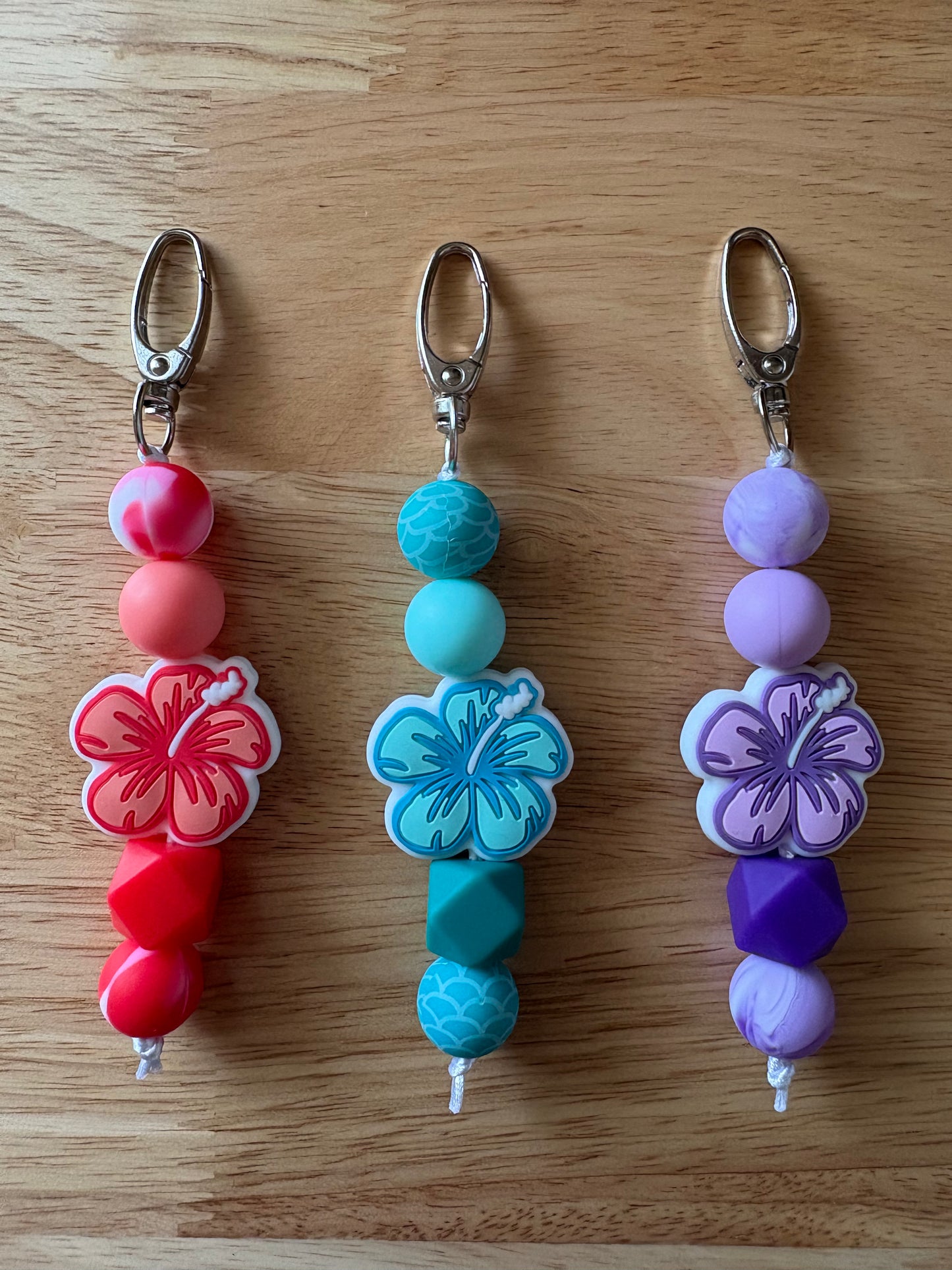 Red Aloha Beaded Keychain