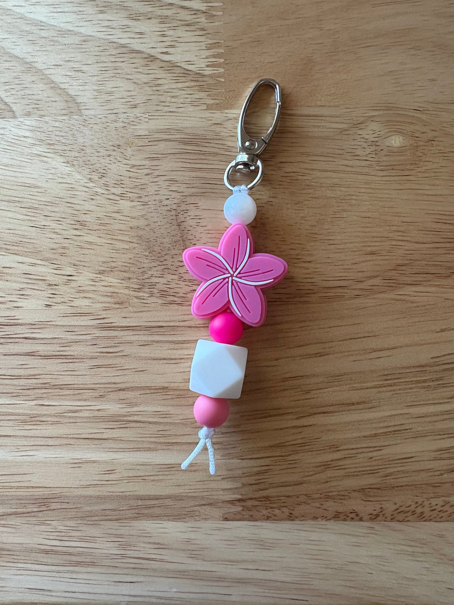 Pink Plumeria Keychain