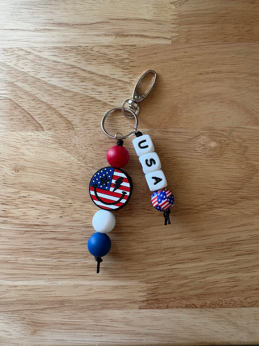 Smiley USA Mashup Chunky Keychain